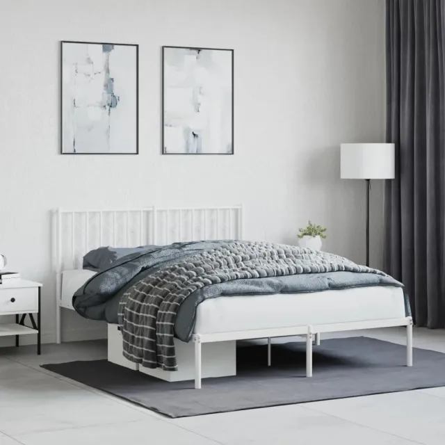 vidaXL Bedframe met hoofdbord metaal wit 140x200 cm
