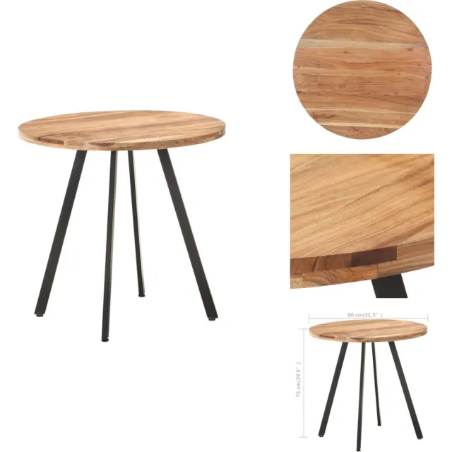 vidaXL Eettafel - 80 - cm - massief - acaciahout Bruin