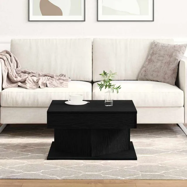 vidaXL Salontafel Zwart Eiken 57 x 57 x 30 cm Bewerkt hout