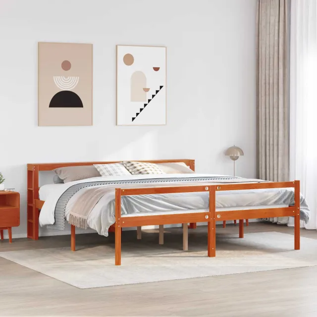 vidaXL Bedframe 2 st Wasbruin 200 x 200 cm Massief Vurenhout
