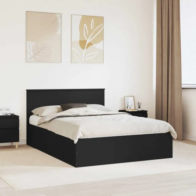 vidaXL Bedframe met hoofdeinde Zwart 150 x 200 cm Bewerkt hout