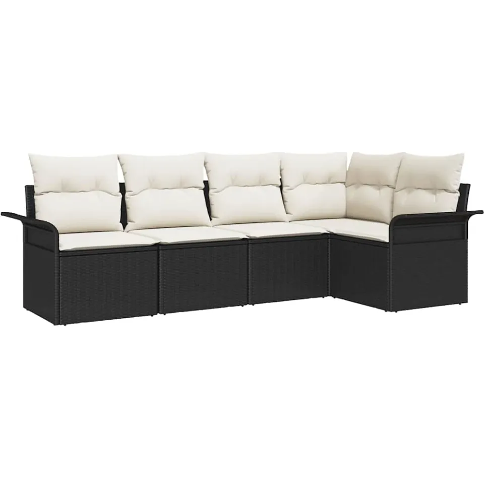 vidaXL Tuin Sofa Set 5 st Zwart poly rattan