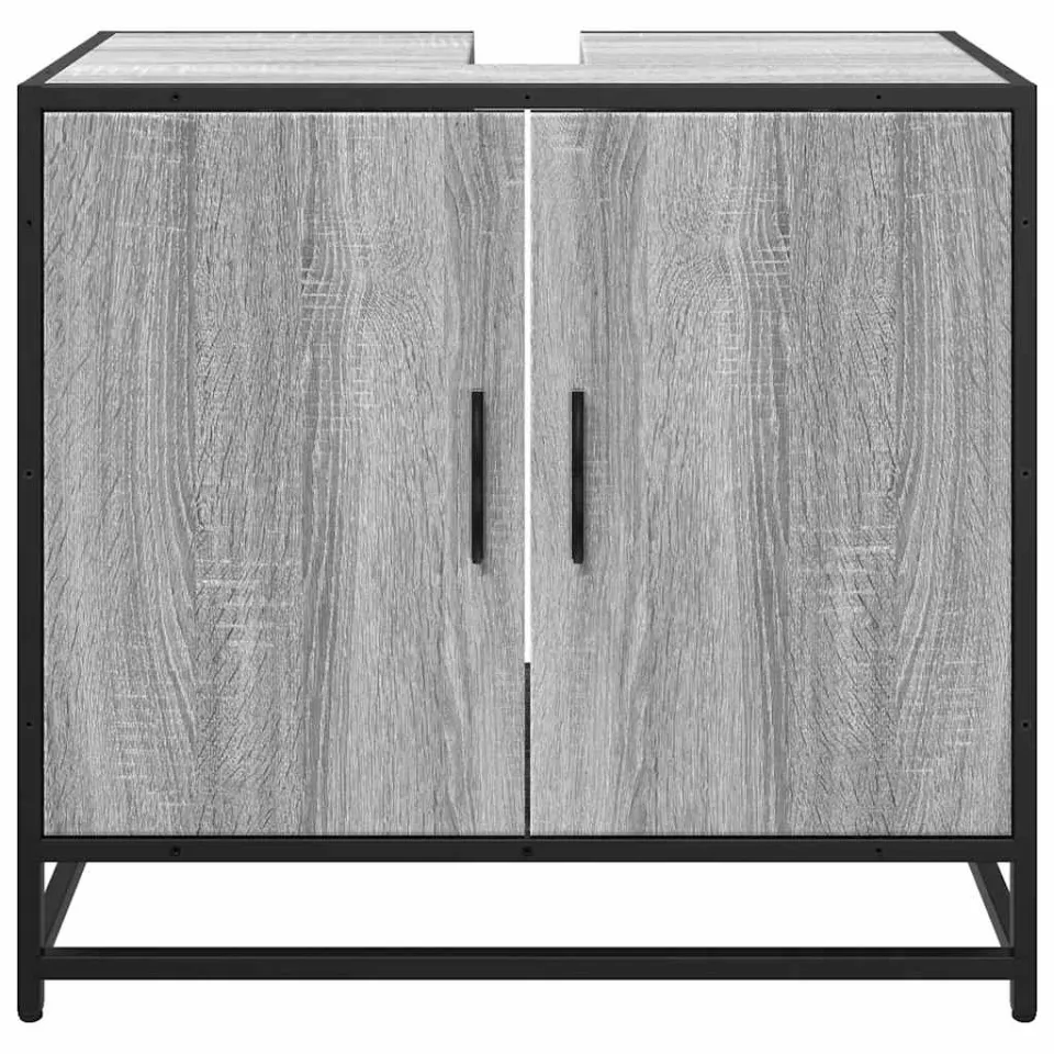 vidaXL Wastafelkast 65x33x60 cm bewerkt hout grijs sonoma eikenkleurig, foto 4