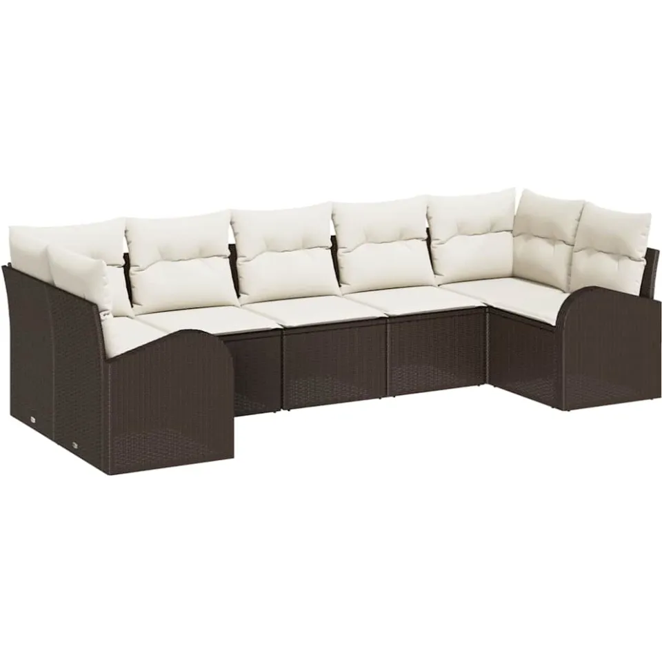 vidaXL Tuin Sofa Set 7 st 7-zits Bruin poly rattan