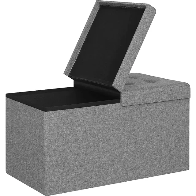 Bolt Edge Opbergbank - Lichtgrijs - Stof - Met opbergruimte - 76x38x38cm Lichgrijs