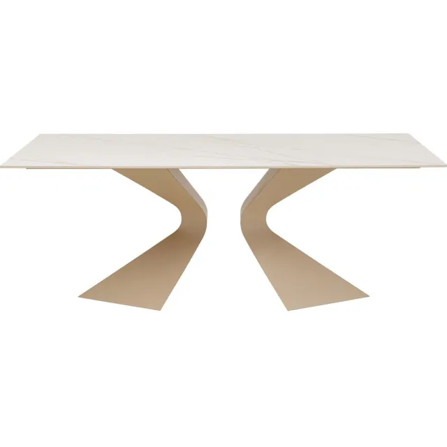 Kare Design Eettafel Gloria 200x100cm macchiato keramiek wit Kare Design Beige