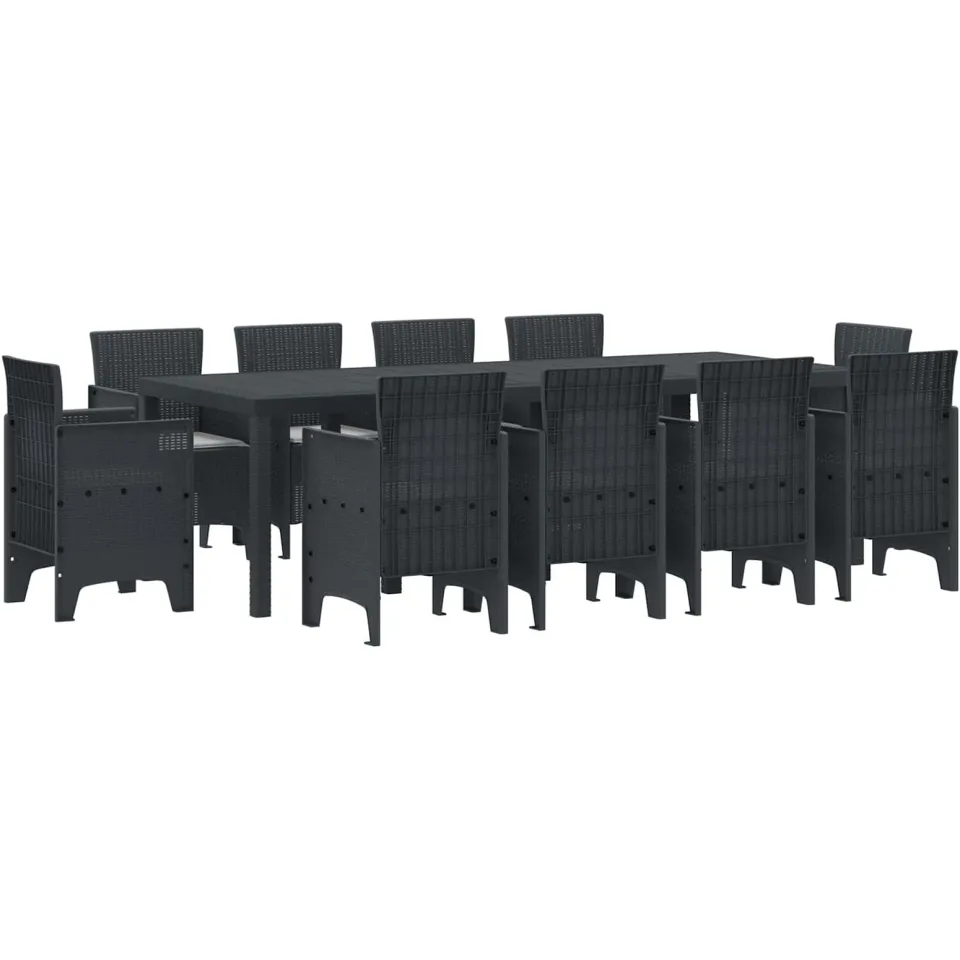 vidaXL Tuin Eetset 11 st Antraciet Polypropyleen Anthraciet