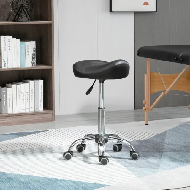MODENUIT Bureaukruk 48 x 48 x 54-69 cm - In Hoogte Verstelbaar En Draaibaar Met Wielen - Voor Salon En Massage - Kunstleer - Zwart
