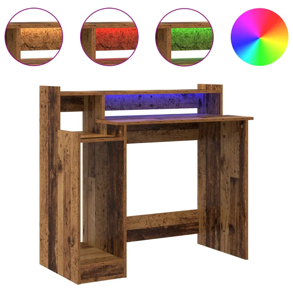 vidaXL Bureau Oudhout 97 x 45 x 90 cm Bewerkt hout bruin, foto 4