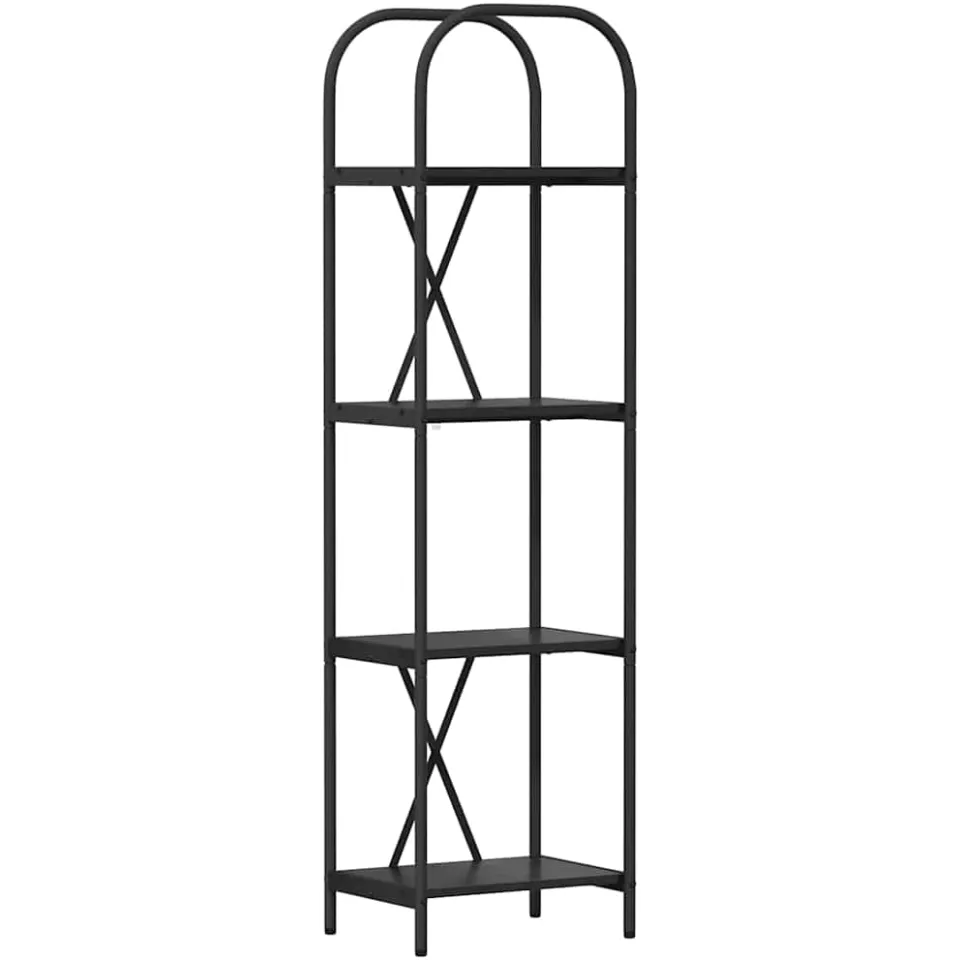 vidaXL Boekenkast 4-laags 40 x 30 x 146 cm Bewerkt hout Zwart Eiken