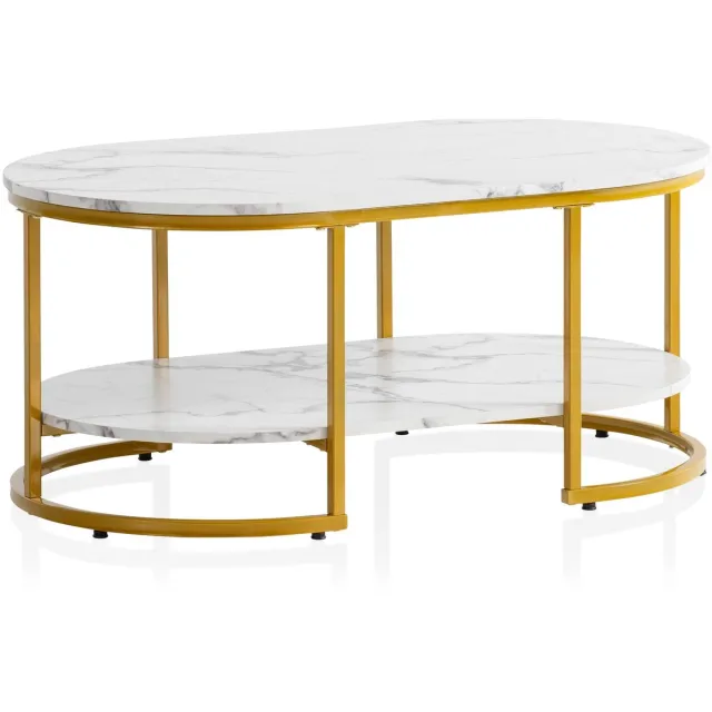 Wohnling Salontafel wit marmerlook 100x60 cm Wit - WL6.895
