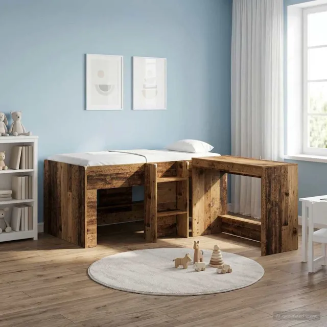 vidaXL Kinder Hoogslaper Oud hout 80 x 160 cm Bewerkt hout Bruin