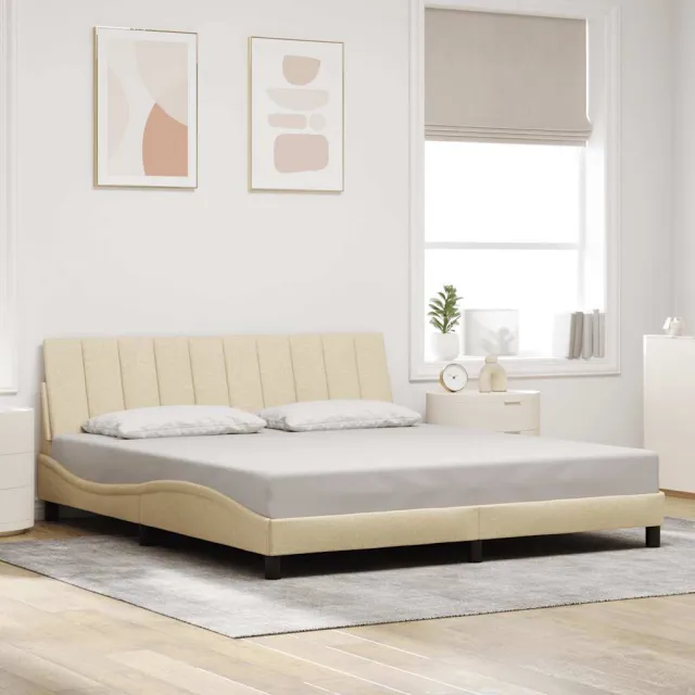 vidaXL Bedframe zonder matras "Hanko" stof crèmekleurig 180x200 cm