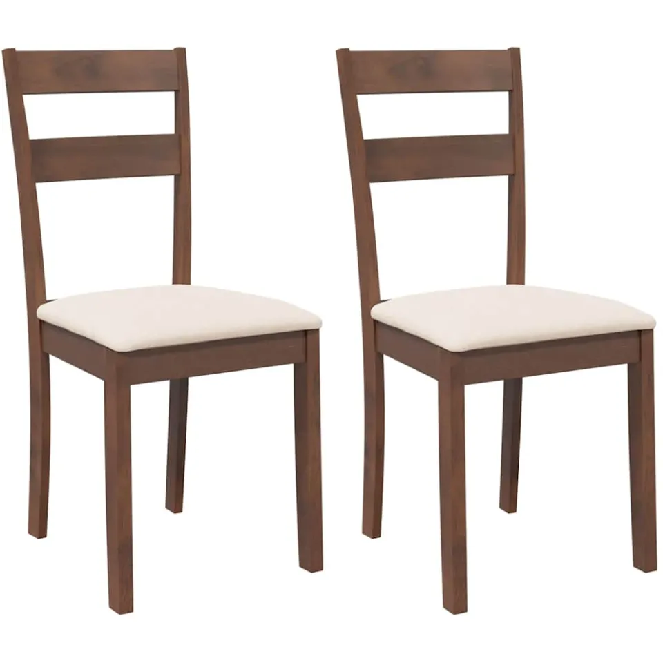 vidaXL Eetkamerstoelen met kussens 2 st massief hout rubber bruin