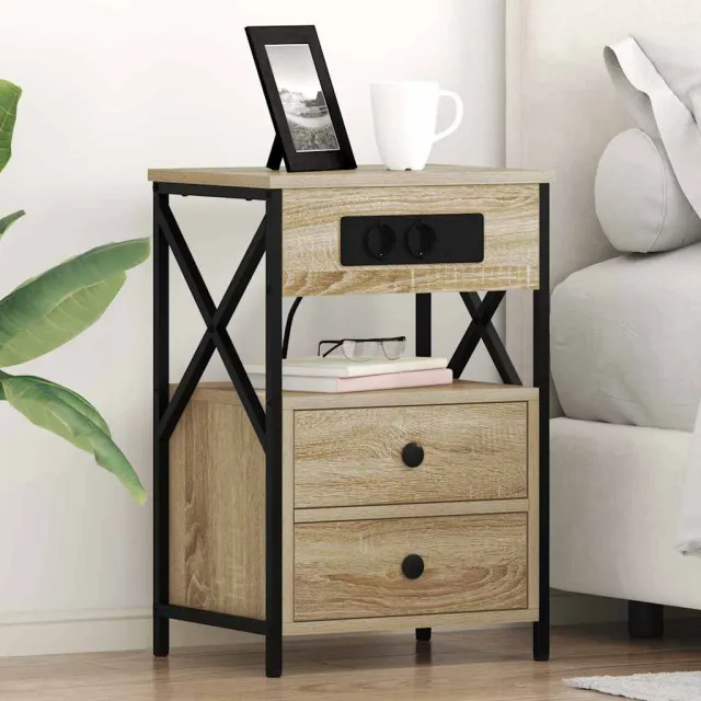 vidaXL Nachtkastje 2 st Sonoma Eiken 40 x 31 x 60 cm Bewerkt hout Bruin