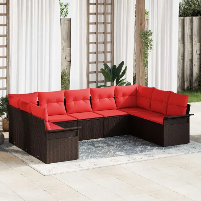 vidaXL Tuin Sofa Set 9 st Bruin poly rattan, foto 2