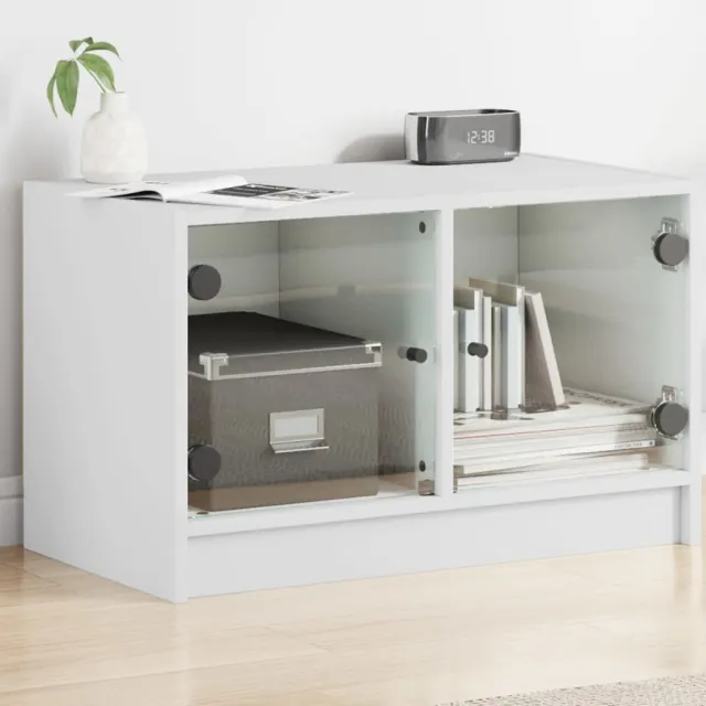 vidaXL Tv-meubel met glazen deuren 68x37x42 cm wit, foto 2