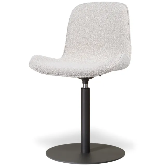 Nolon Niva-Fé draaibare tulp eetkamerstoel bouclé beige - mat zwart onderstel