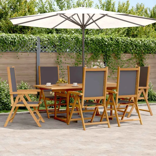 vidaXL 7-delige Tuinset massief hout en stof antracietkleurig, foto 2