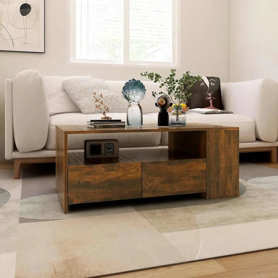 vidaXL Salontafel 102x55x42 cm bewerkt hout gerookt eikenkleurig, foto 3