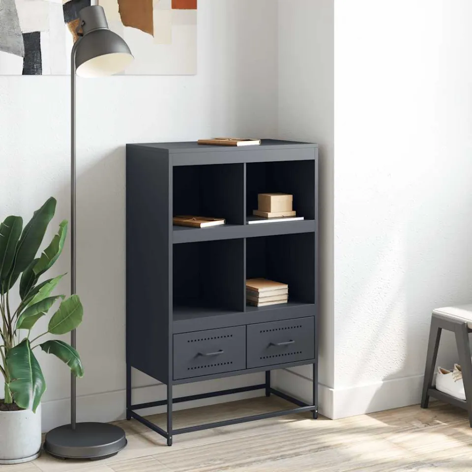 vidaXL Hoge kast 68x39x111,5 cm staal zwart, foto 3