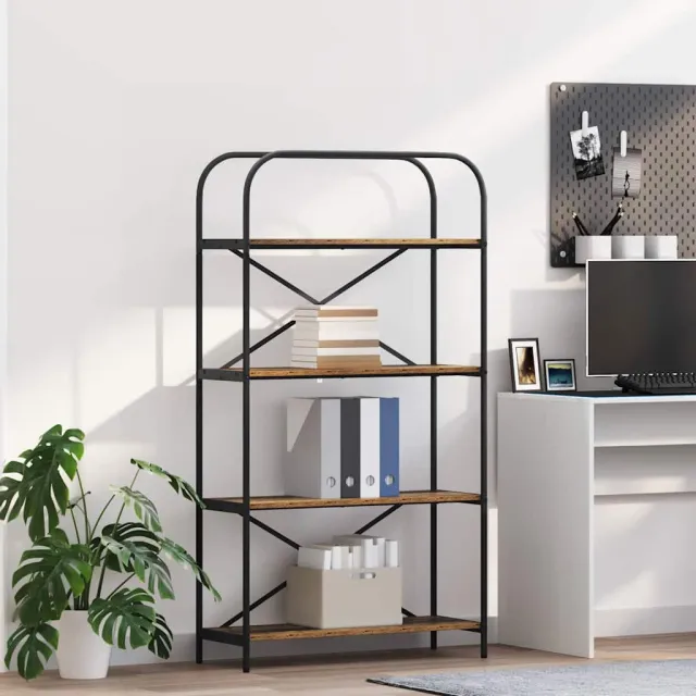 vidaXL Boekenkast 4-laags 80 x 30 x 146 cm Bewerkt hout Oudhout bruin, foto 2