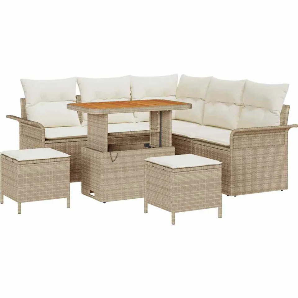 vidaXL Tuinbankenset 8 st Beige poly rattan