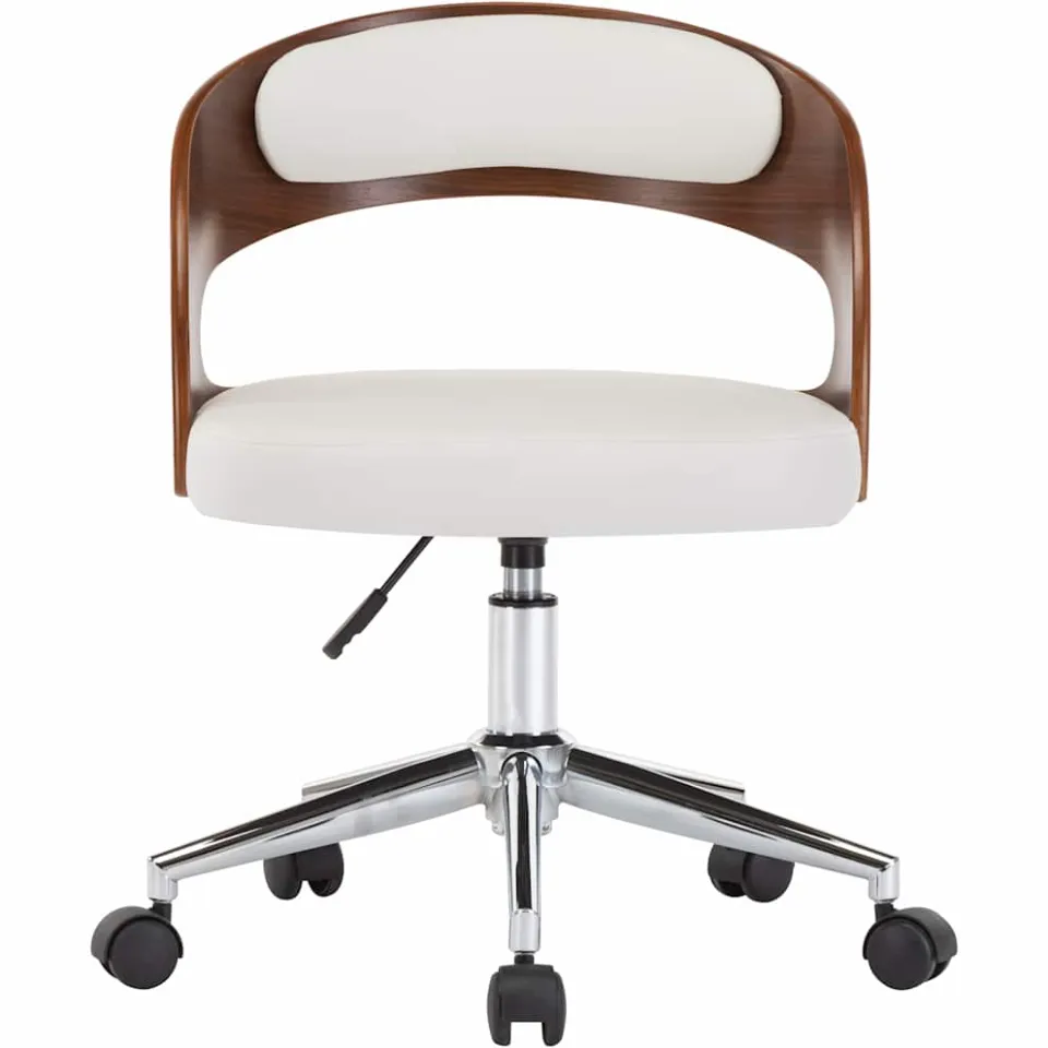 vidaXL Eetkamerstoelen draaibaar 4 st gebogen hout en kunstleer wit