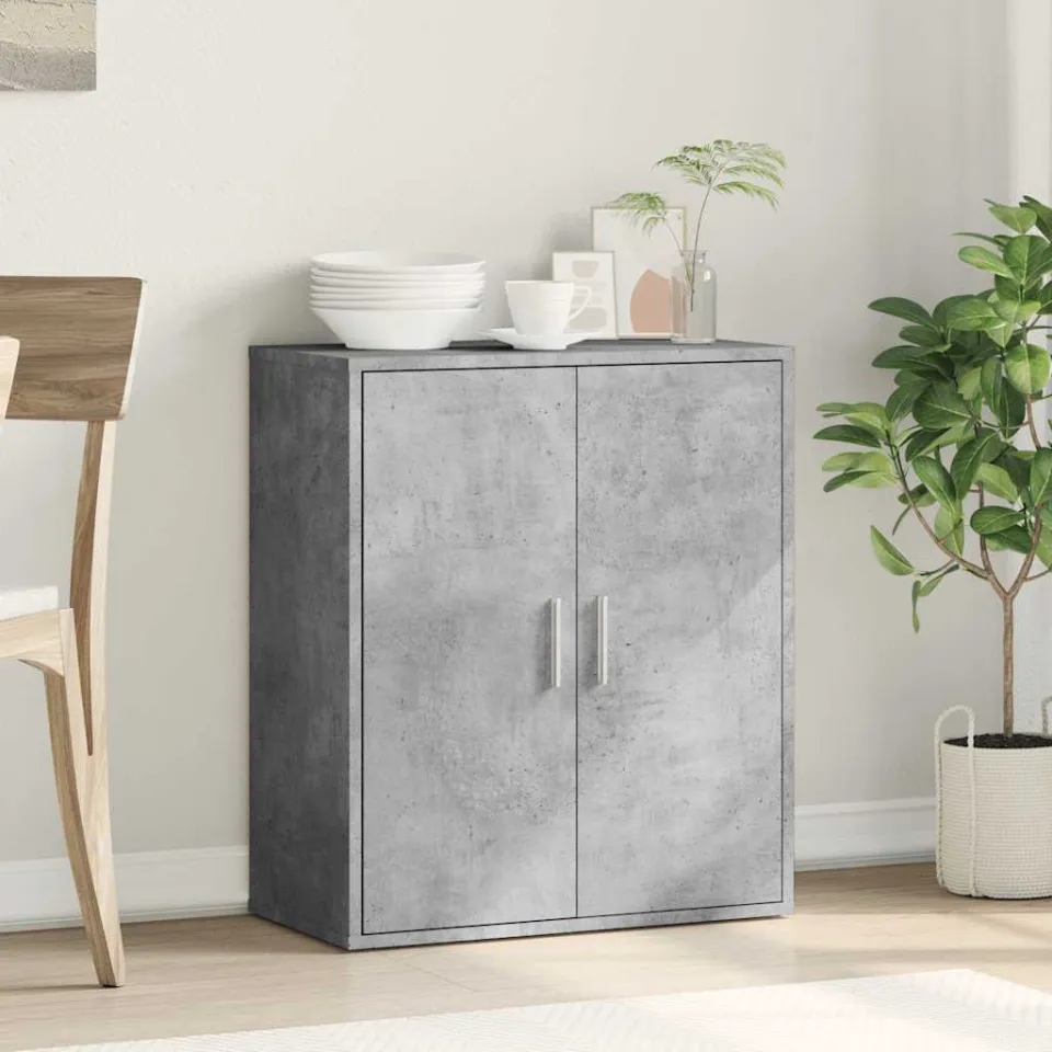 vidaXL Dressoir 79x38x80 cm bewerkt hout betongrijs grijs, foto 3