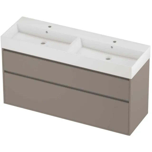 Proline Zara Badmeubelset Porselein Loft 2 Gaten 140x46x78 cm Glans Wit Clay Beige
