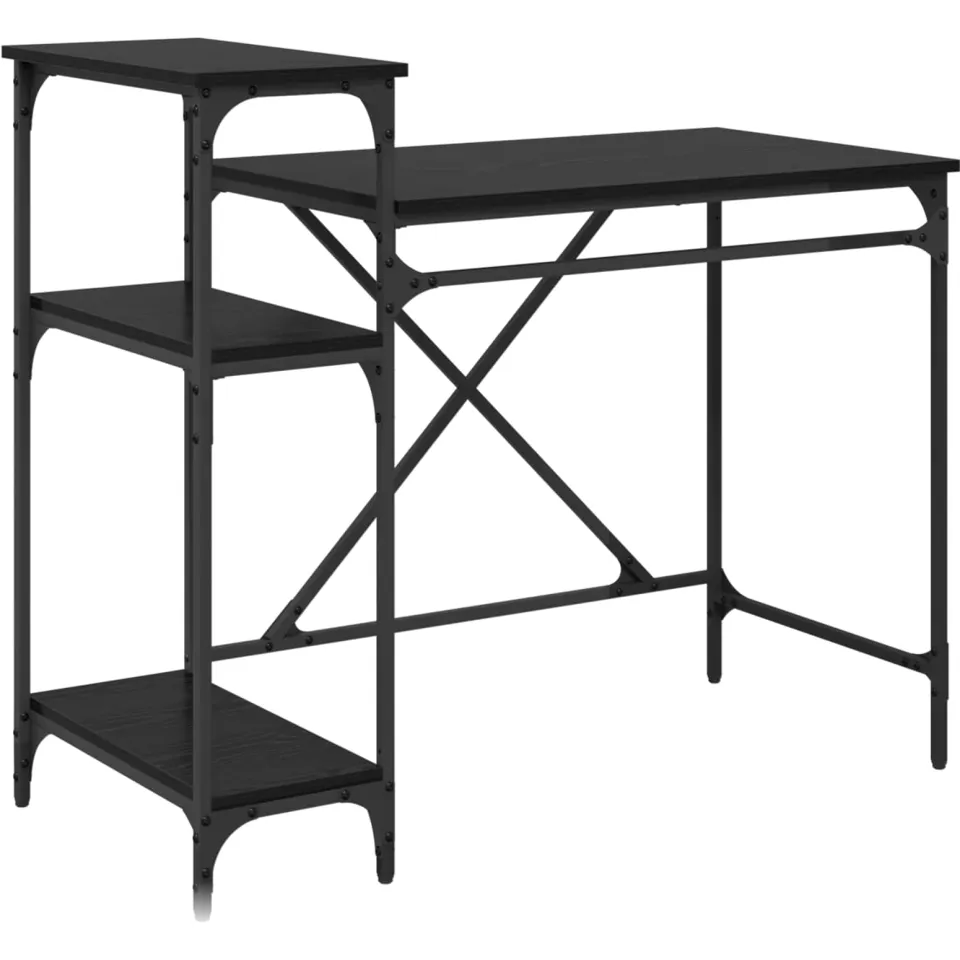 vidaXL Bureau Zwart Eiken Bewerkt hout 105 x 50 x 90 cm, foto 3