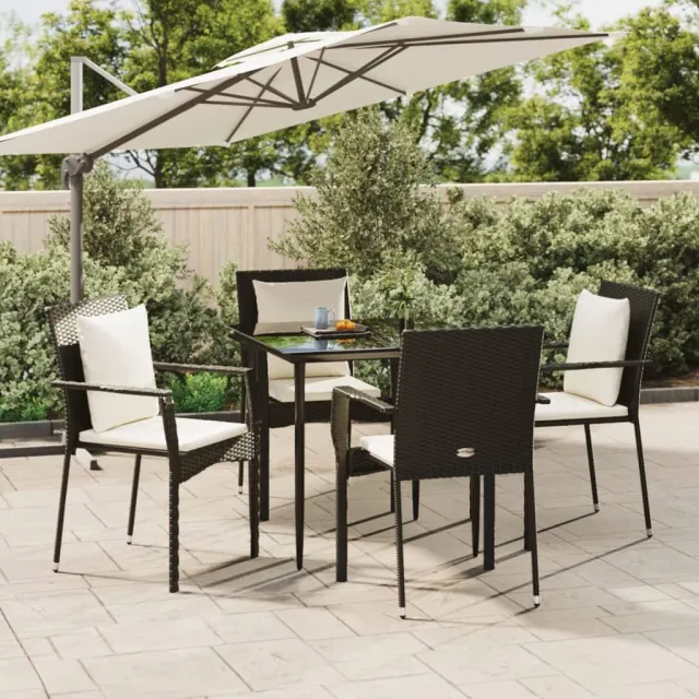 vidaXL 5-delige Tuinset met kussens poly rattan zwart, foto 2