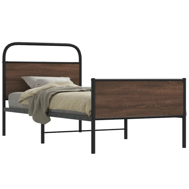 vidaXL Bedframe zonder matras bewerkt hout bruin eikenkleur 100x200 cm