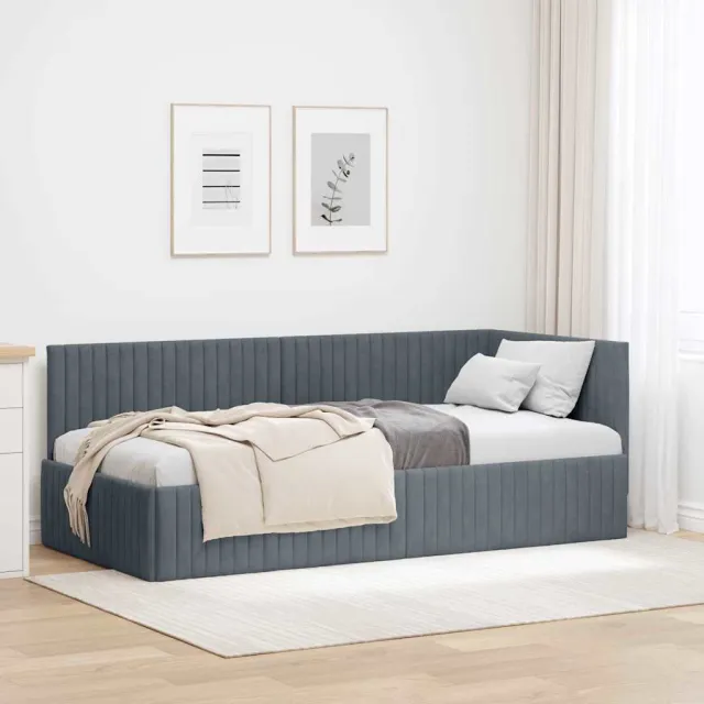 vidaXL Hoekbedframe Donkergrijs 90 x 190 cm fluweel