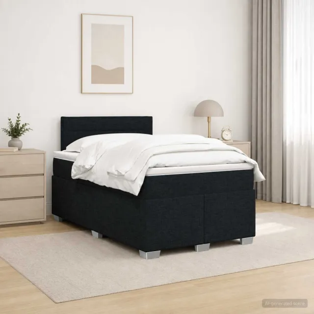 vidaXL Boxspringbed met matras met hoofdeinde Zwart 120 x 190 cm Stof