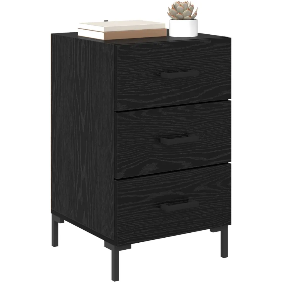 vidaXL Nachtkastje Zwart Eiken 40 x 40 x 66 cm Bewerkt hout