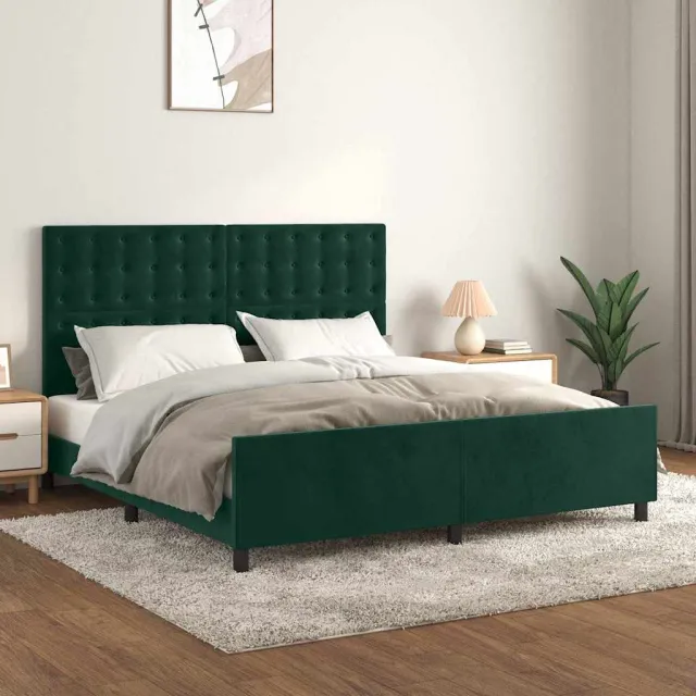 vidaXL Bedframe zonder matras 160x200 cm fluweel donkergroen groen