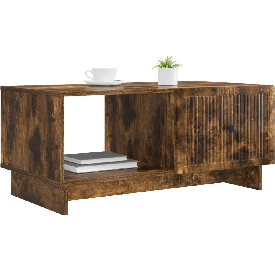vidaXL Salontafel Gerookt eiken 90 x 50 x 40 cm Bewerkt hout Bruin