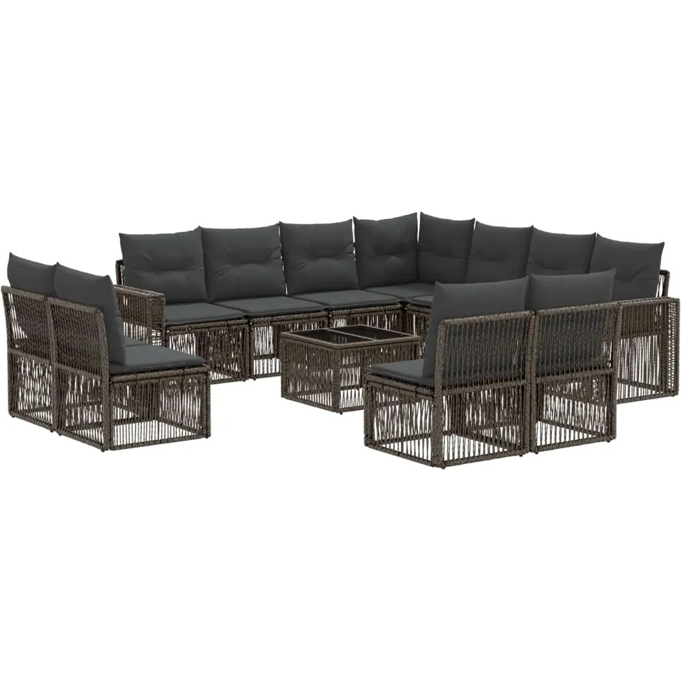 vidaXL Tuinbankenset 12 st Grijs en Donkergrijs poly rattan, foto 3