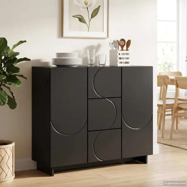 vidaXL Dressoir Zwart 85,5 x 31 x 75 cm Bewerkt hout