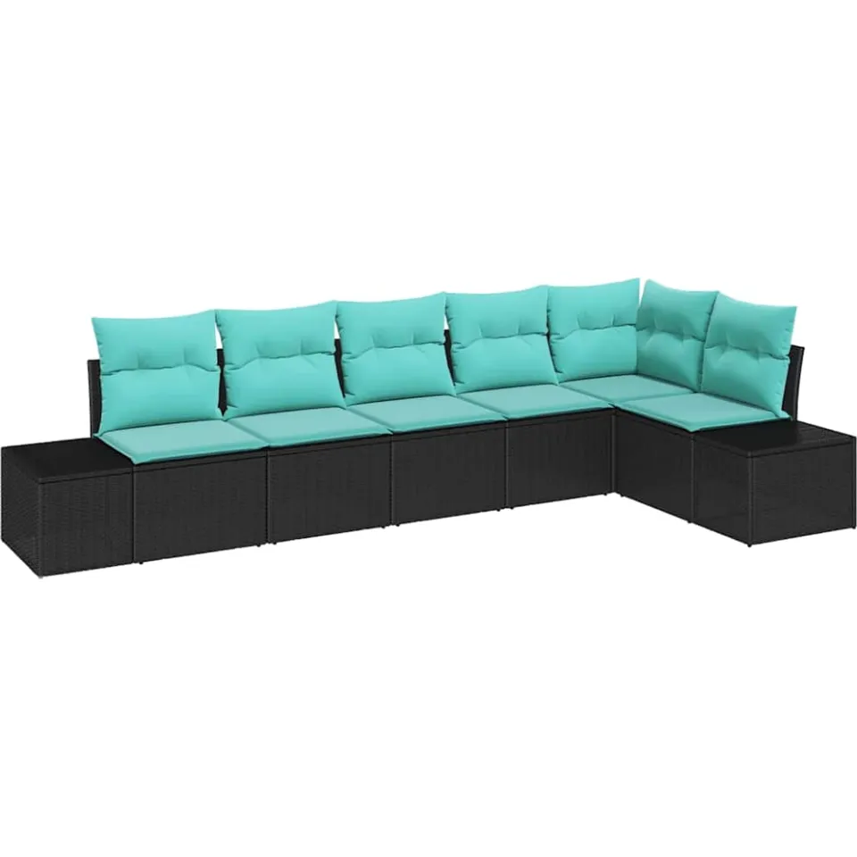 vidaXL Tuin Sofa Set 6 st Zwart poly rattan