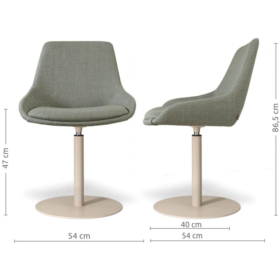 Nolon Niva-Isa draaibare tulp eetkamerstoel saliegroen - beige onderstel, foto 3