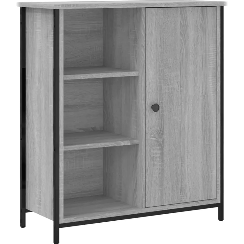 vidaXL Dressoir 70x30x80 cm bewerkt hout grijs sonoma, foto 3
