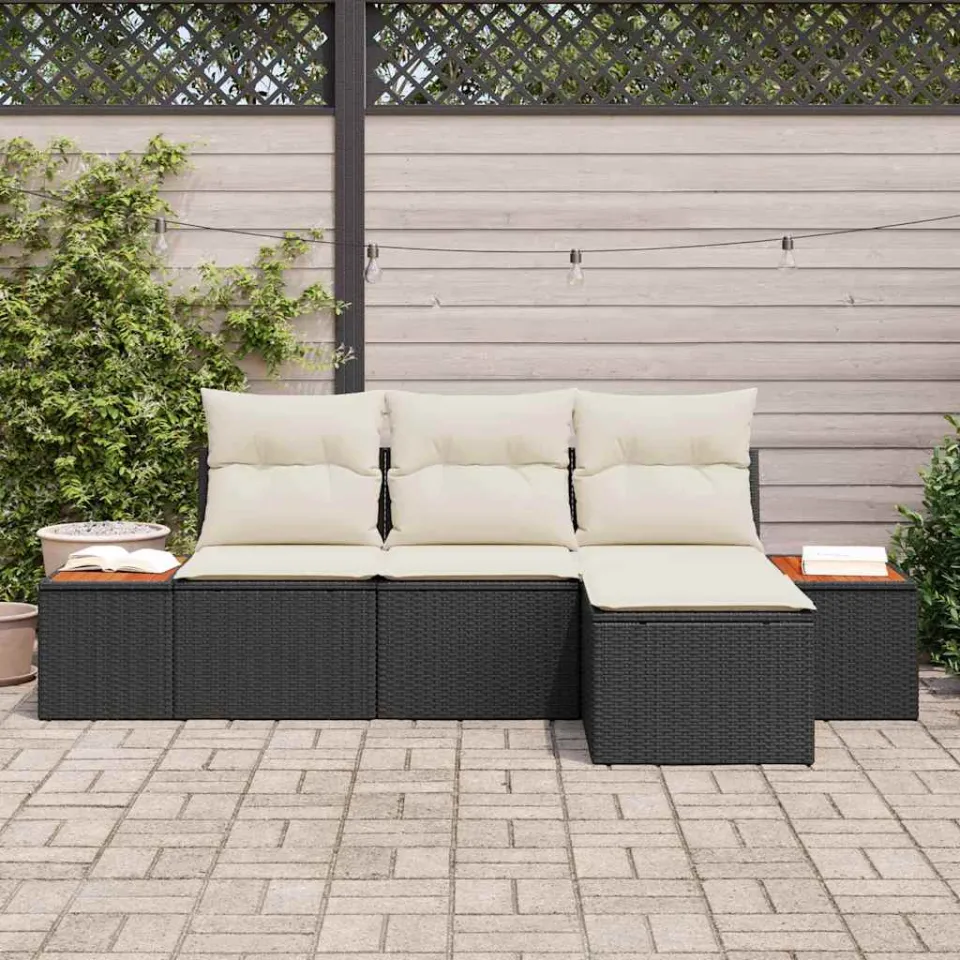 vidaXL Tuin Sofa Set 4 st Zwart poly rattan, foto 3