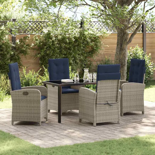 vidaXL Tuin eettafelset 5 st Grijs poly rattan