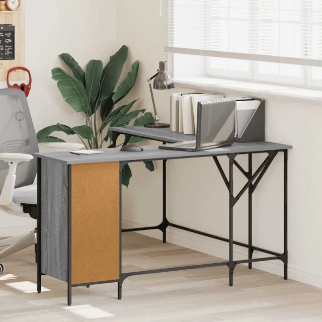 vidaXL Bureau 141x141x75 cm bewerkt hout grijs sonoma eikenkleurig