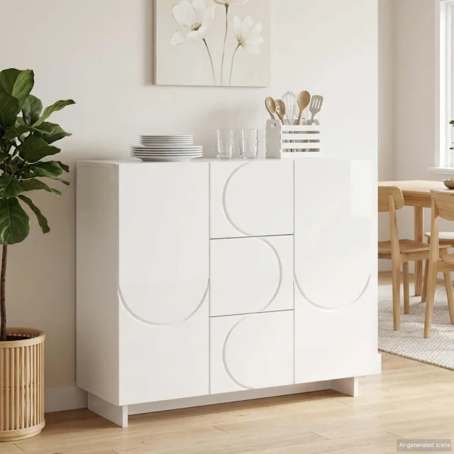 vidaXL Dressoir Hoogglans Wit 85,5 x 31 x 75 cm Bewerkt hout, foto 2