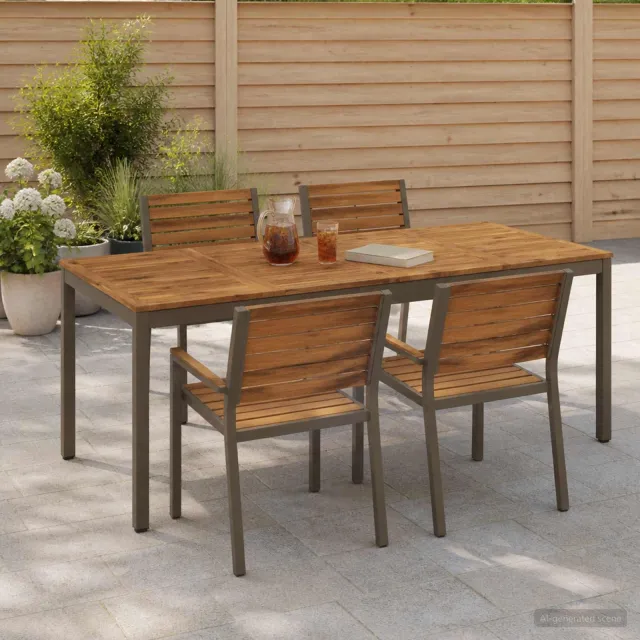 vidaXL Tuindiner tafel NAARDEN Natuurlijk en Koffie 147 x 88,5 x 75 cm Bruin