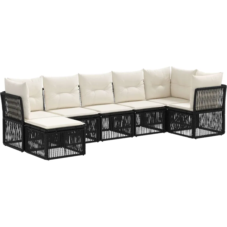 vidaXL Tuinbankenset 7 st 7-zits Zwart poly rattan, foto 3