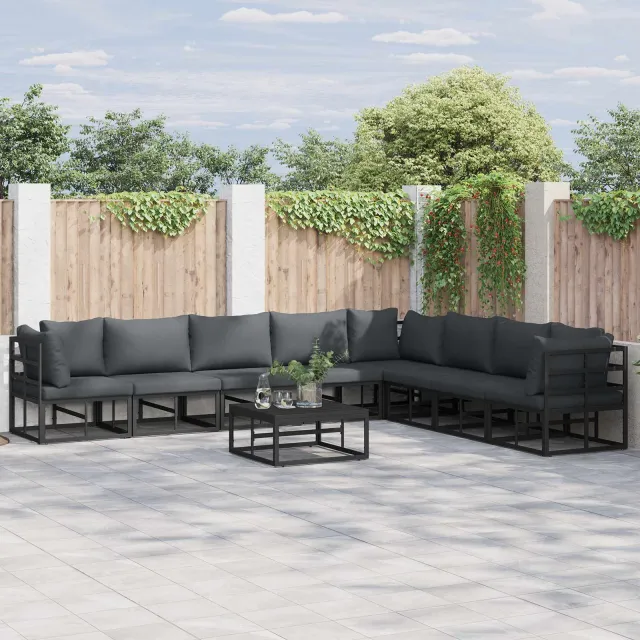 vidaXL Tuinbankenset 8 st Zwart Aluminium, foto 2